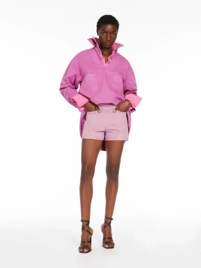 Max Mara Cotton Drill Mini Shorts In Wisteria