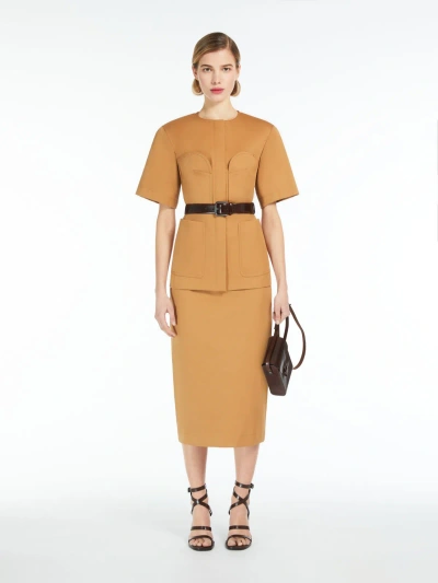 Max Mara Cotton Dungarees-style Skirt In Tobacco