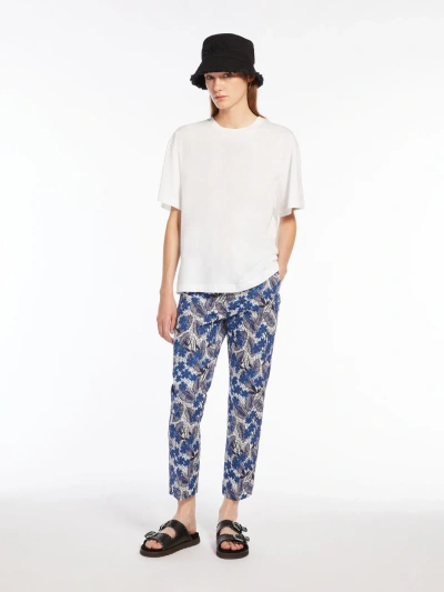 Max Mara Cotton Faille Trousers In Blue