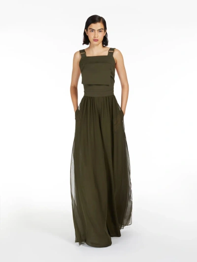 Max Mara Cotton Gabardine Boiler Suit In Green