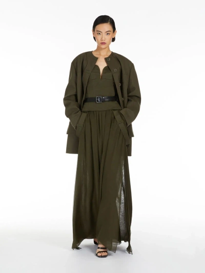 Max Mara Cotton Gabardine Bustier In Olive Green