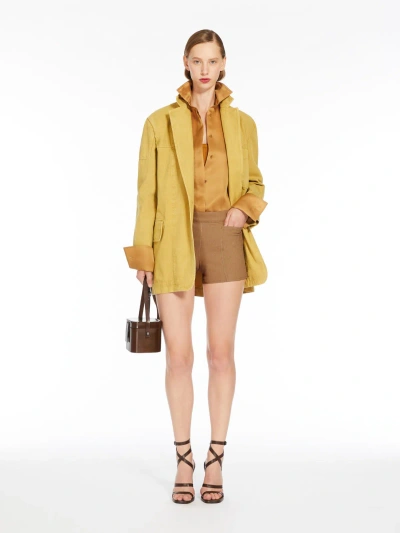 Max Mara Cotton Mini Shorts In Brown