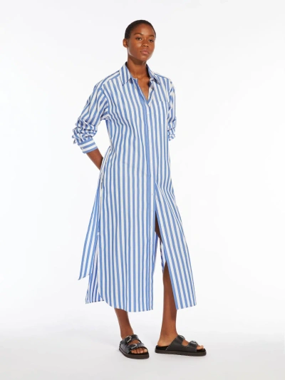 Max Mara Cotton Poplin Dress In Light Blue
