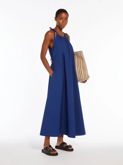 Max Mara Cotton Poplin Dress In Blue