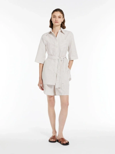 Max Mara Cotton Seersucker Shorts In Ecru