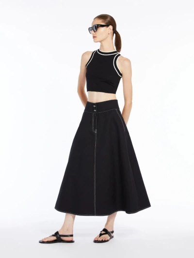 Max Mara Cotton Yarn Crop Top In Black