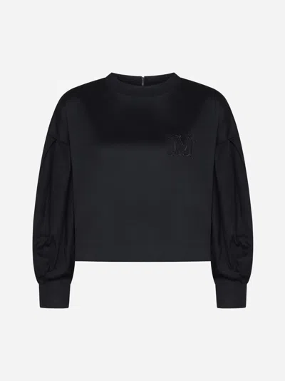 Max Mara Dolly Cotton Cropped Sweatshirt In Black