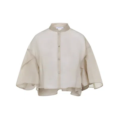 Max Mara Donna Organza Cape In Beige