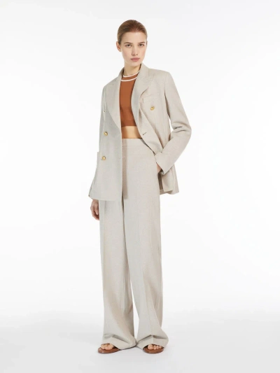 Max Mara Double-breasted Jersey Blazer In Beige