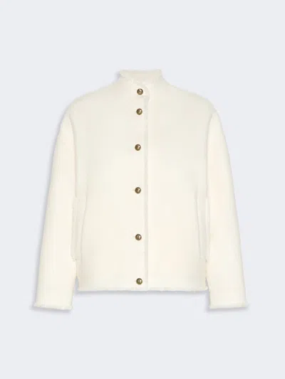 Max Mara Double Jersey Wool Bomber Jacket In White