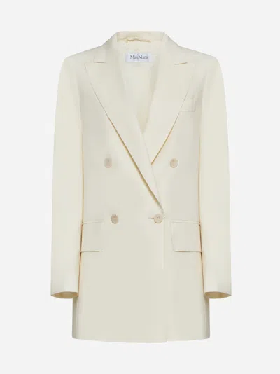 Max Mara Elegia Double-breasted Wool Blazer In White