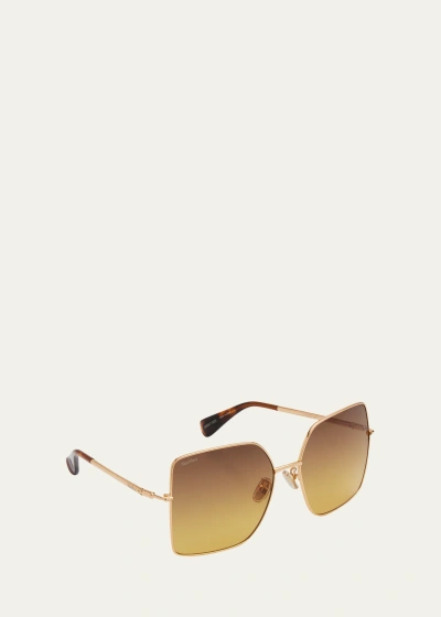 Max Mara Engraved Logo Metal Alloy Butterfly Sunglasses In Brown