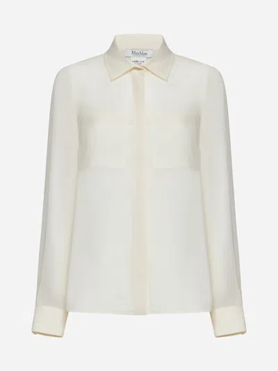 Max Mara Ercole Silk Shirt In Vanilla
