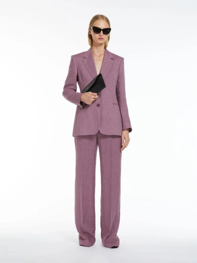 Max Mara Faded Linen Blazer In Purple