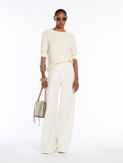 Max Mara Feminine Cotton Yarn Jumper In Ivory