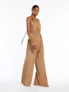 Max Mara Camel Brown Drawstring Waistband Silk Jumpsuit