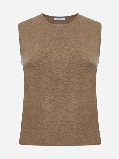 Max Mara Fosco Wool And Cashmere Top In Hazelnut