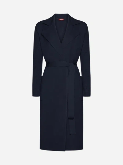 Max Mara Getti Viscose-blend Knit Coat In Blue