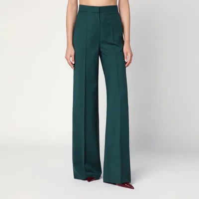 Max Mara Green Straight Trousers In Wool