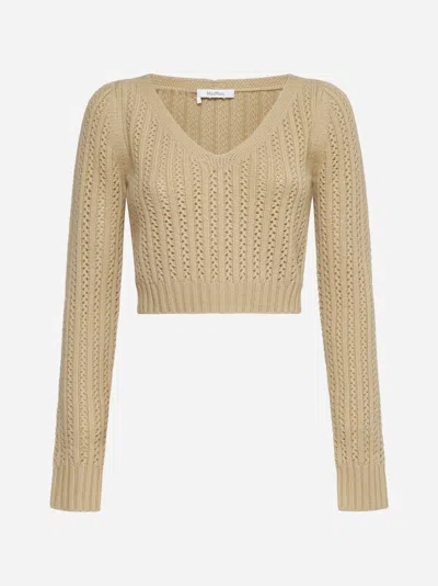 Max Mara Ifrem Crochet Wool And Cashmere Sweater In Ecru