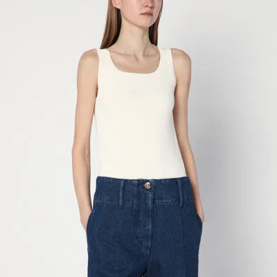 Max Mara Ivory Top In Crêpe Viscose In White