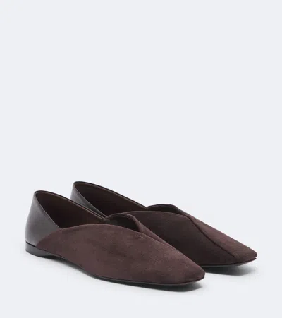 Max Mara Leather And Suede Slip-on Shoes In Brown