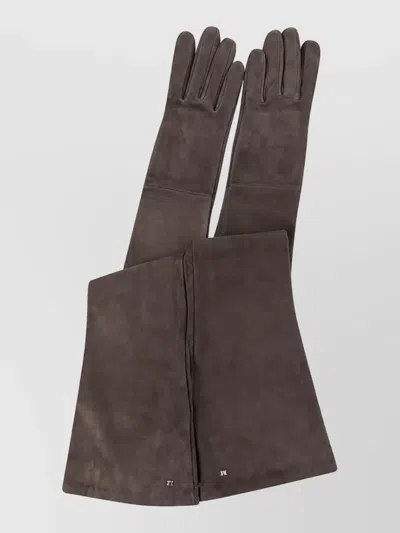 Max Mara Leather Gloves In Brown