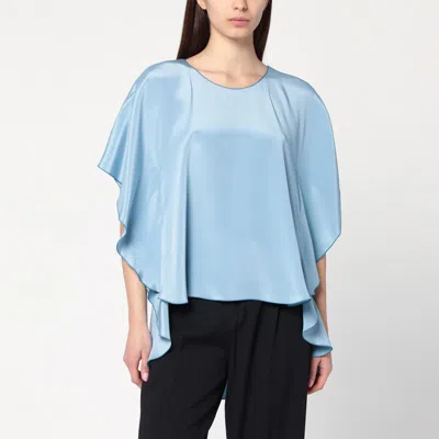 Max Mara Light Blue Flowy Silk Blouse