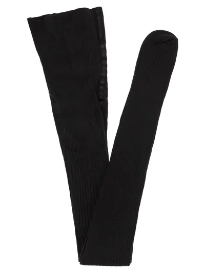 Max Mara Maxmara Zavorra - Ribbed Cotton Tights In Black