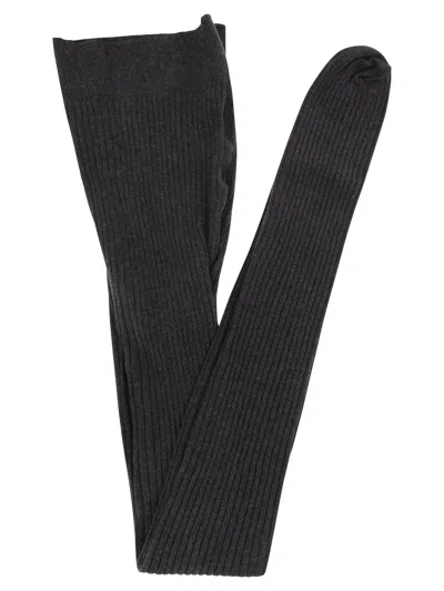 Max Mara Maxmara Zavorra - Ribbed Cotton Tights In Grey