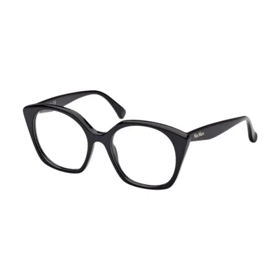 Max Mara Mini Shiny Black Eyeglasses With Clear Demo Lenses In Blue