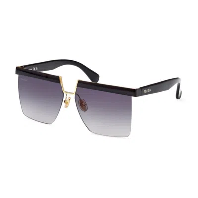 Max Mara Mini Shiny Sunglasses With Smoke Gradient Lenses In Purple