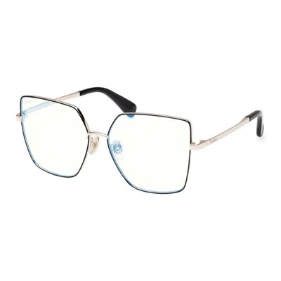 Max Mara Mini Sunglasses With Clear Blue-light Blocking Lenses In Gold-tone Details