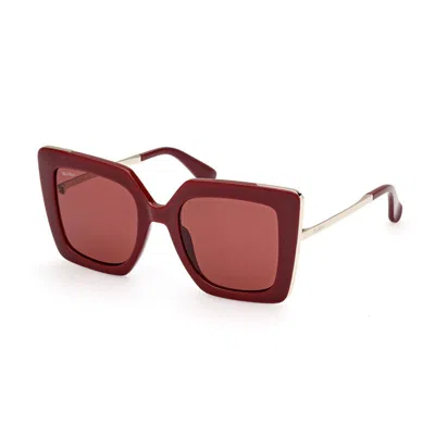 Max Mara Mm0051 Shiny Mini Sunglasses In Burgundy