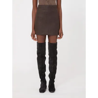 Max Mara "mxs Acinoso" Wool Miniskirt In Brown