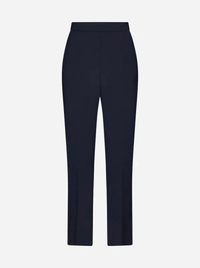 Max Mara Nepeta Stretch Wool Trousers In Navy Blue