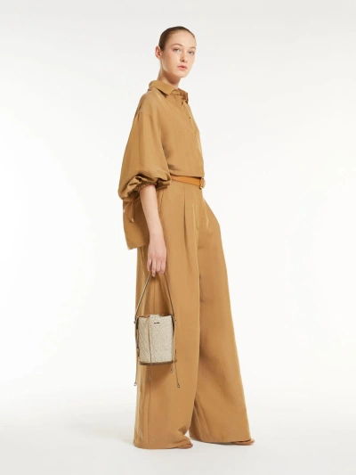 Max Mara Oversized Shirt In Linen And Silk In Brown