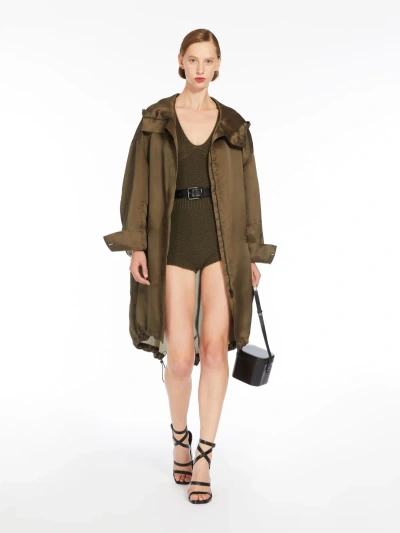 Max Mara Oversized Silk Organza Parka In Brown