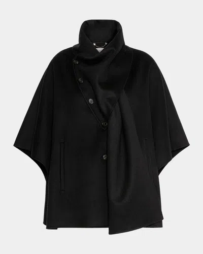 Max Mara Oversized Virgin Wool Cape In Black