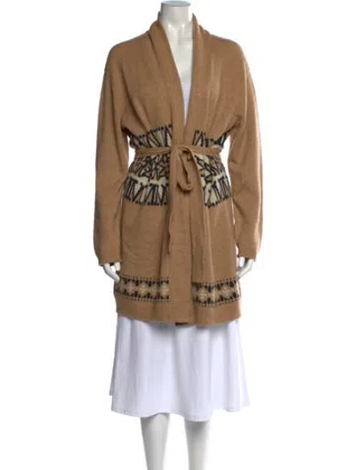 Pre-owned Max Mara Patterned Open Front Sweater In Neutrals