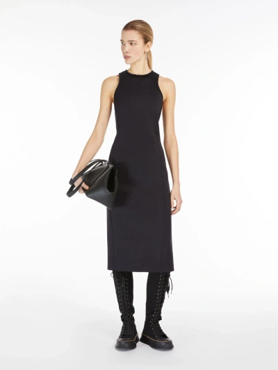 Max Mara Pinstriped Double Jersey Dress In Black