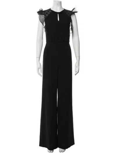 Pre-owned Max Mara Polka Dot Print V-neck Jumpsuit In Black