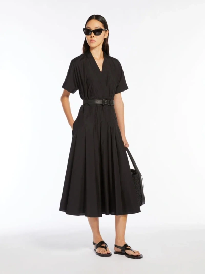 Max Mara Poplin Crossover Dress In Black