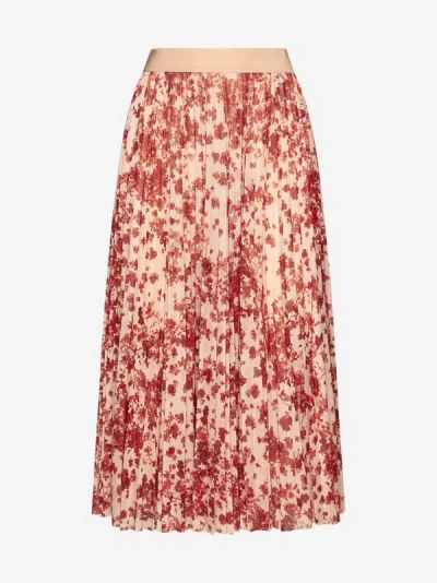 Max Mara Potente Floral Print Midi Skirt In Nude,red