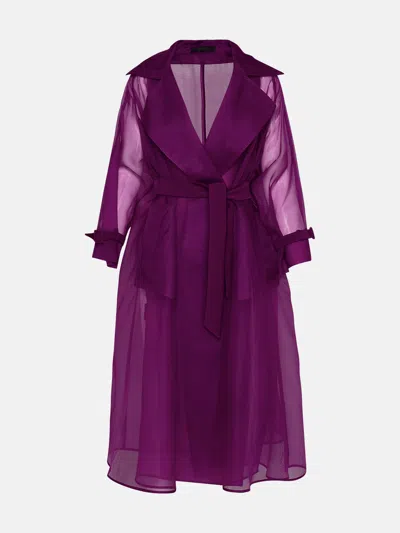Max Mara Purple Silk Flared Duster In Violet