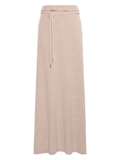 Max Mara Regular Fit Cashmere Skirt With Drawstring Waist In Beige