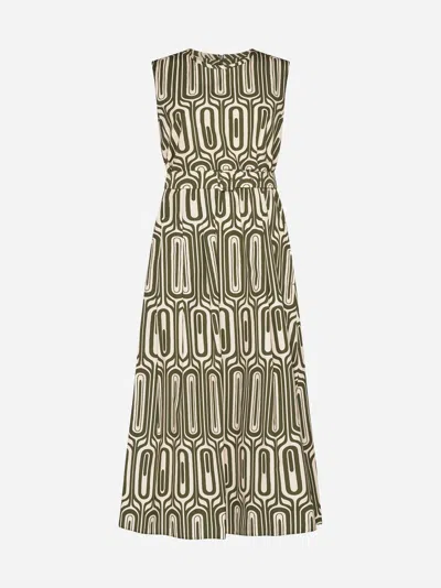 Max Mara S Andreis Print Cotton Long Dress In Cactus