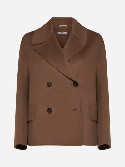 Max Mara S Cape Wool Peacoat In Camel