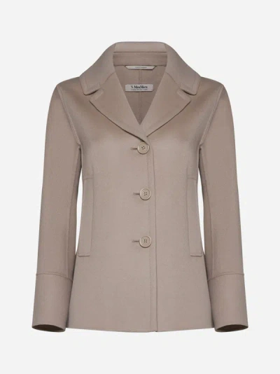 Max Mara S Moon Single-breasted Wool Peacoat In Ecru