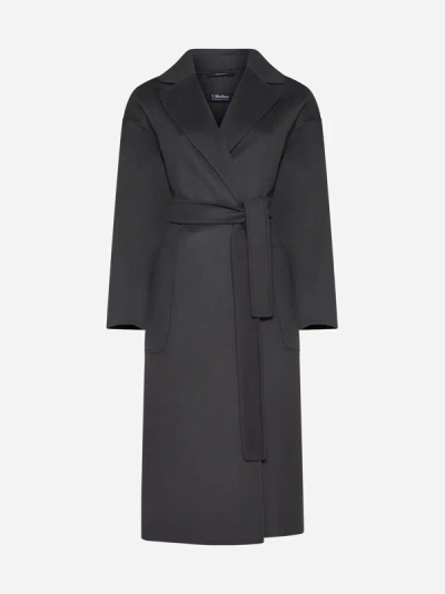 Max Mara S Nina Belted Wool Coat In Dark Grey